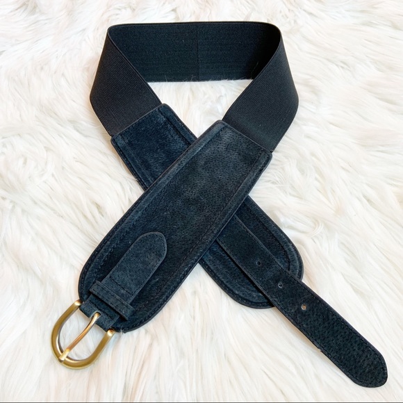 Elise M Accessories - Suede Stretchy Belt Size Medium/Large Black